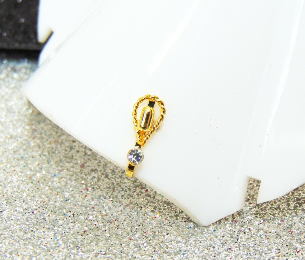 Crystal Nose Pin Golden Stud Nose Ring Clip On Nose Ear Pin Mother's Day Gift