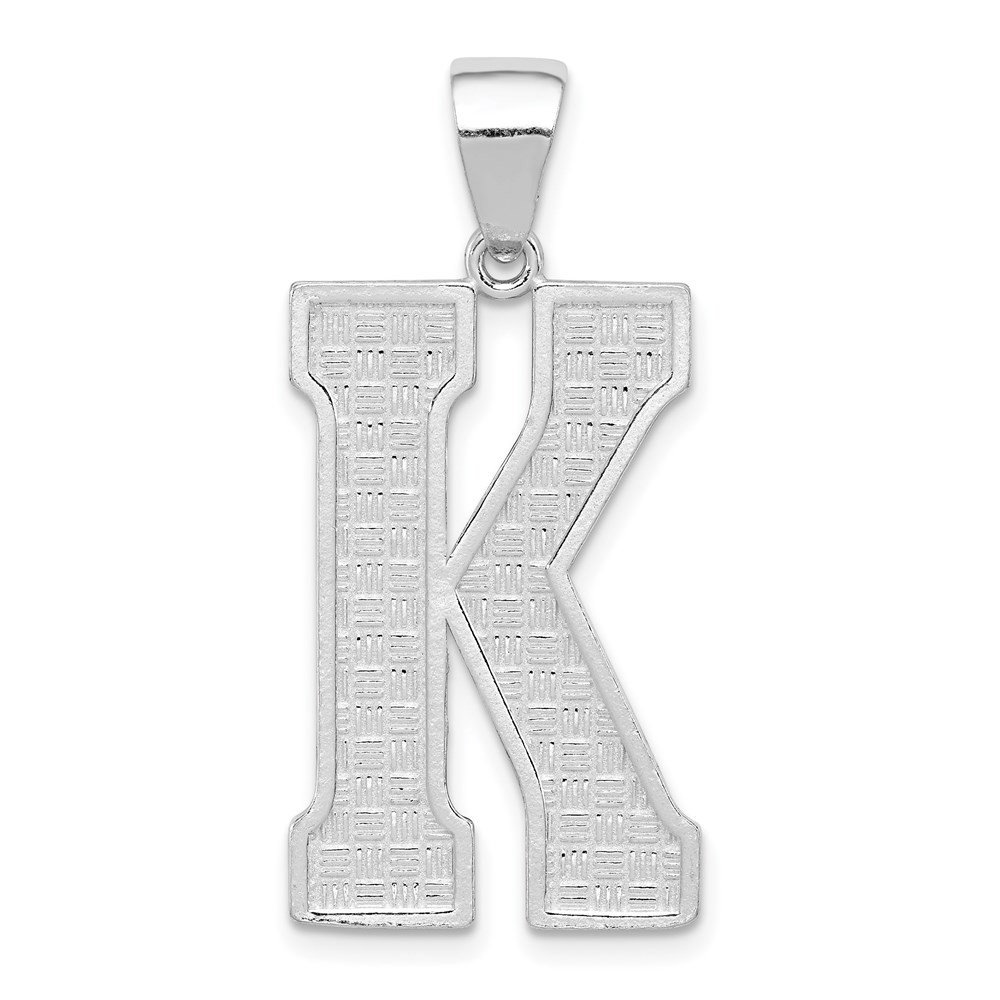 925 Sterling Silver Rhodium-plated Letter K Initial Pendant L-1.38 Inch