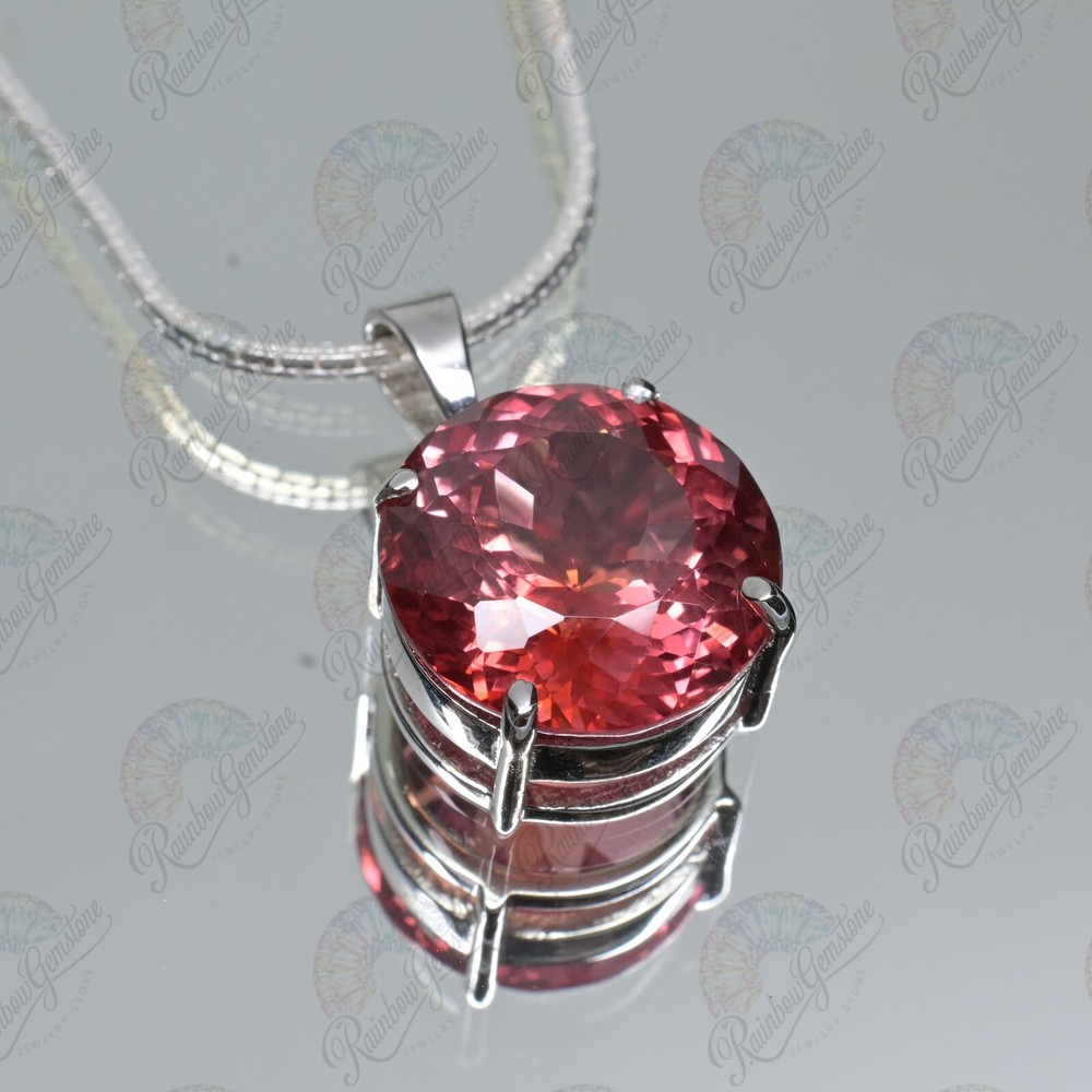 Certified Natural padparadscha Sapphire 33.80 Ct Gemstone 925 Silver Pendant
