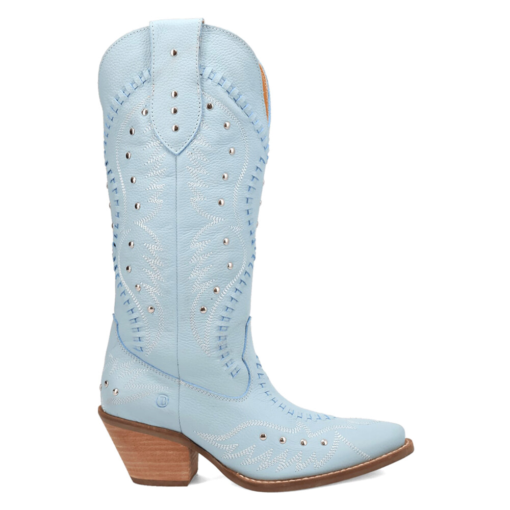 Dingo Womens Pretty N Pink Embroidered Snip Toe Cowboy Boots in Blue