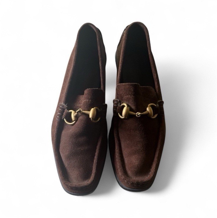Authentic Gucci Horsebit Loafers Brown Suede Vintage Women US 6 EU 36 Made Italy