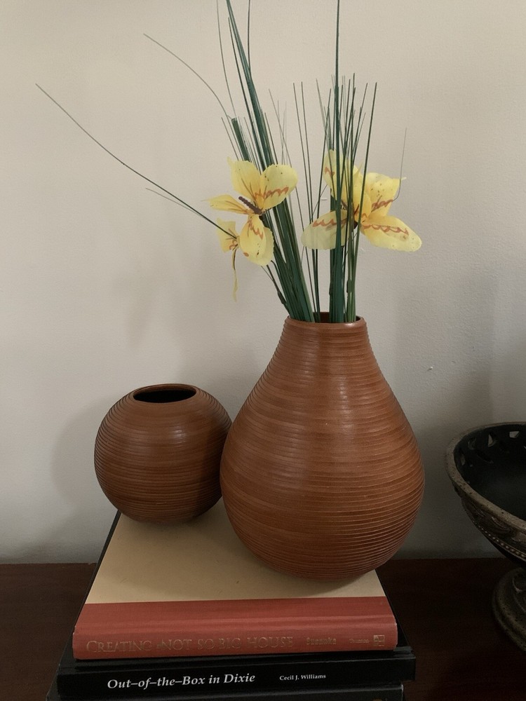 Crate & Barrel Tall Wooden Vase Base Stand Only