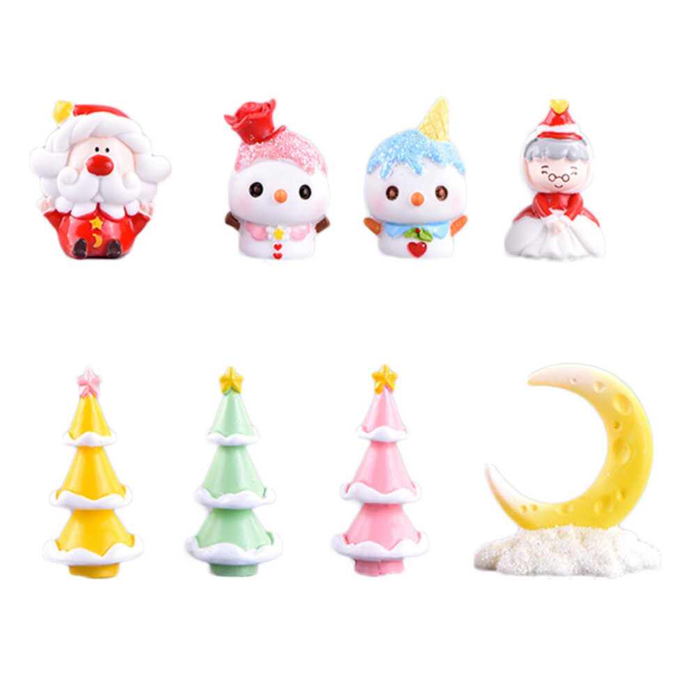 8pcs Resin Santa Claus Figurine Resin Ornament Resin Plant Decor