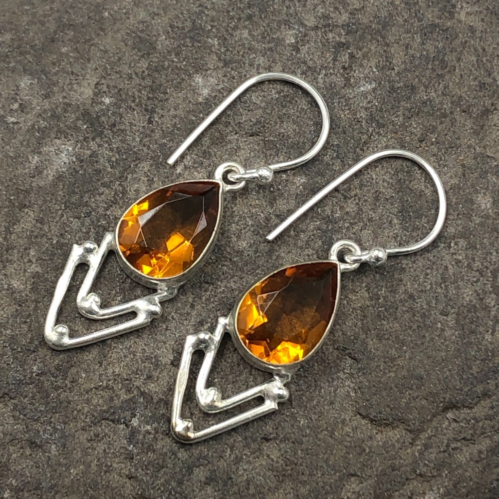 Birthday Gift For Her Natural Citrine Gemstone Drop/Dangle Earrings 925 Silver