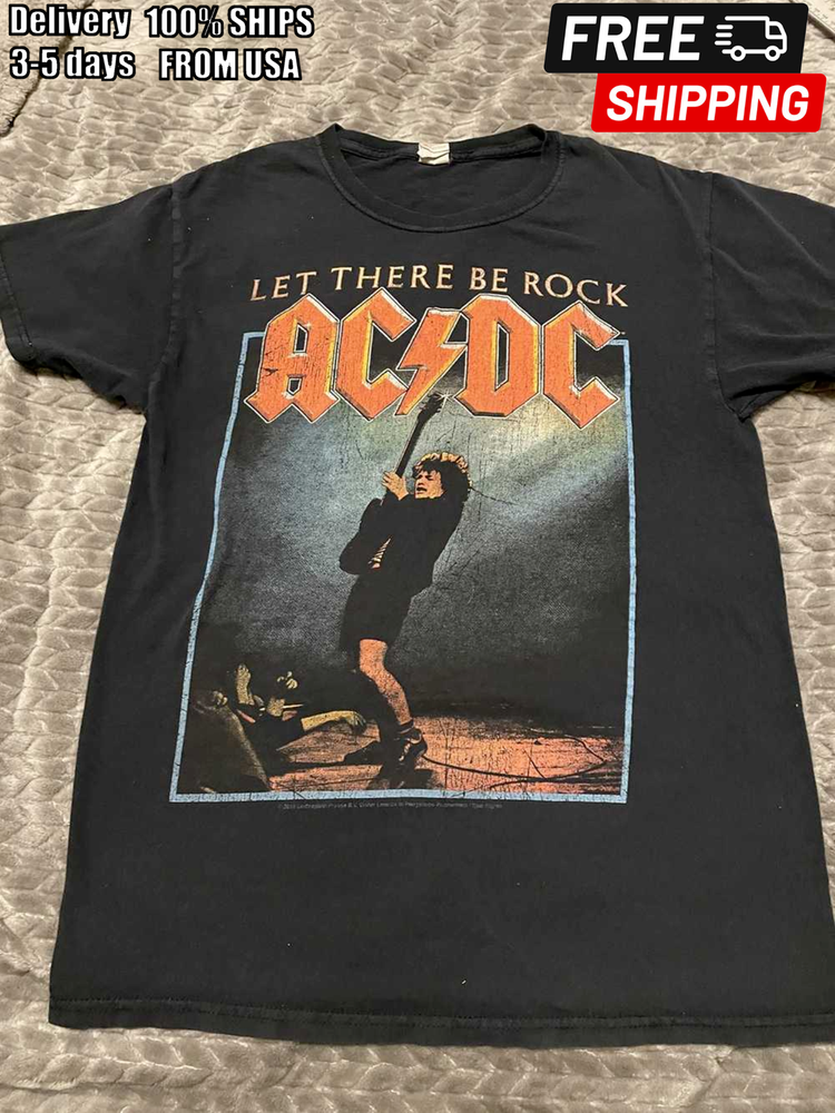 Let There Be Rock AC DC Band Black T-Shirt Cotton All Size JK511