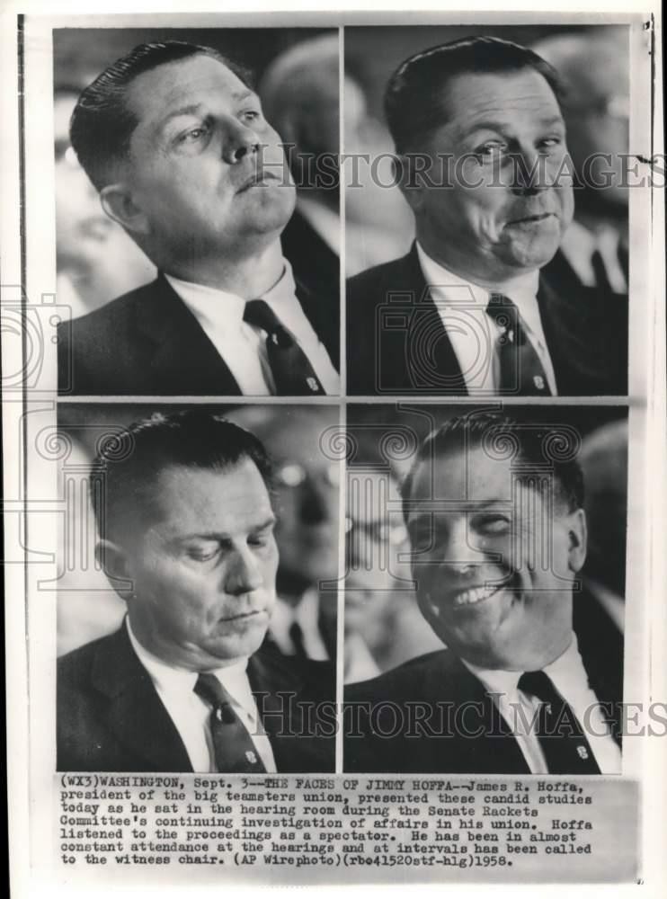 1958 Press Photo Teamsters Union President James R. Hoffa in Washington DC Court