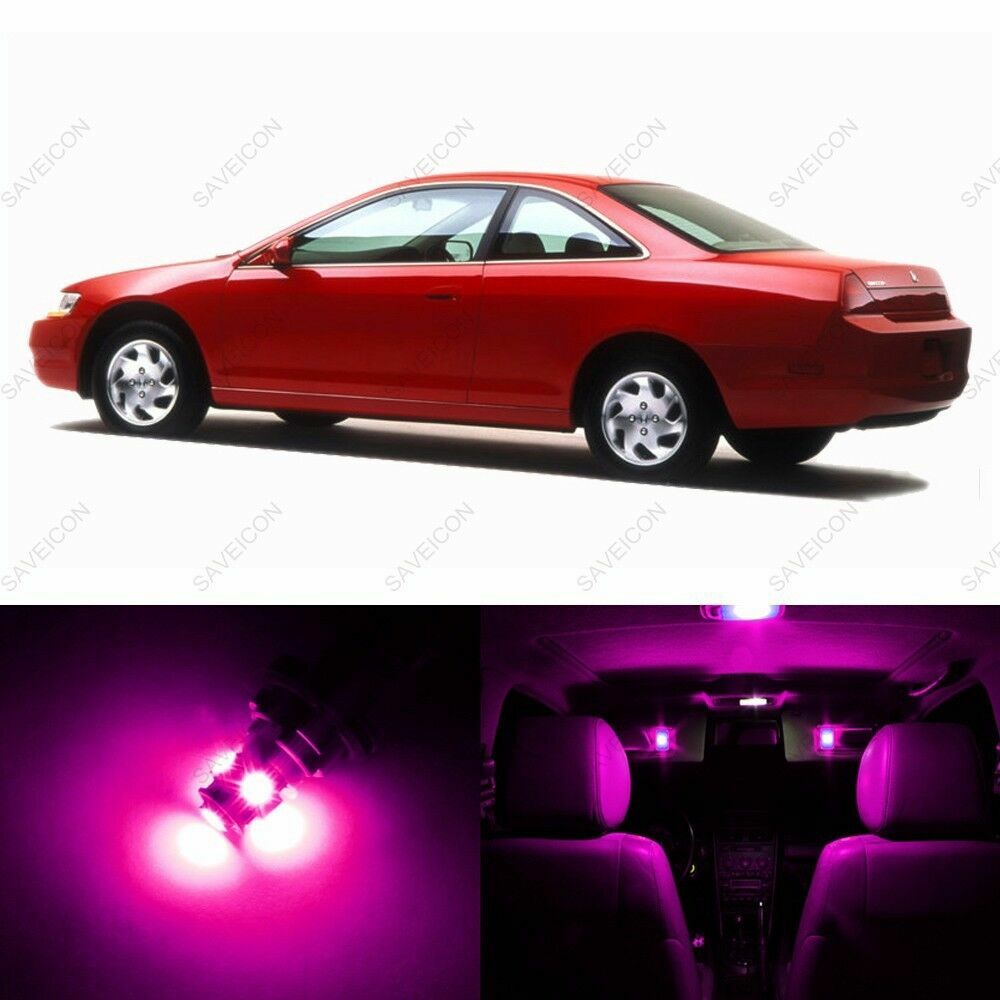 10 x Pink LED Lights Interior Package For Honda ACCORD 1998 - 2002 + Pry Tool