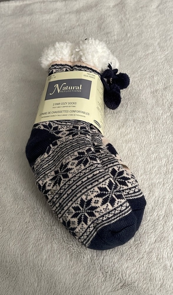 Natural Reflections Socks 2 Pairs Women’s 6-10 Pink Blue New With Tag