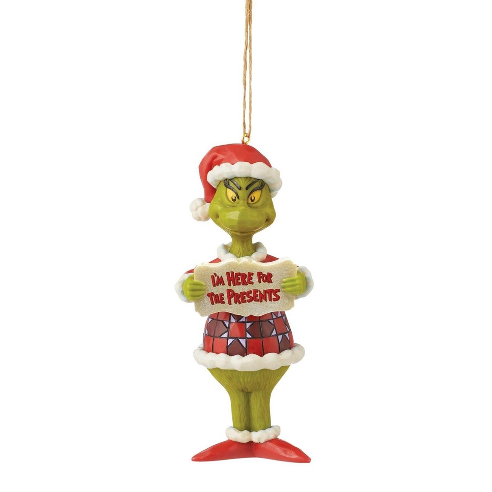JIM SHORE Grinch Christmas Ornament - I'm Here for the Presents 6009536