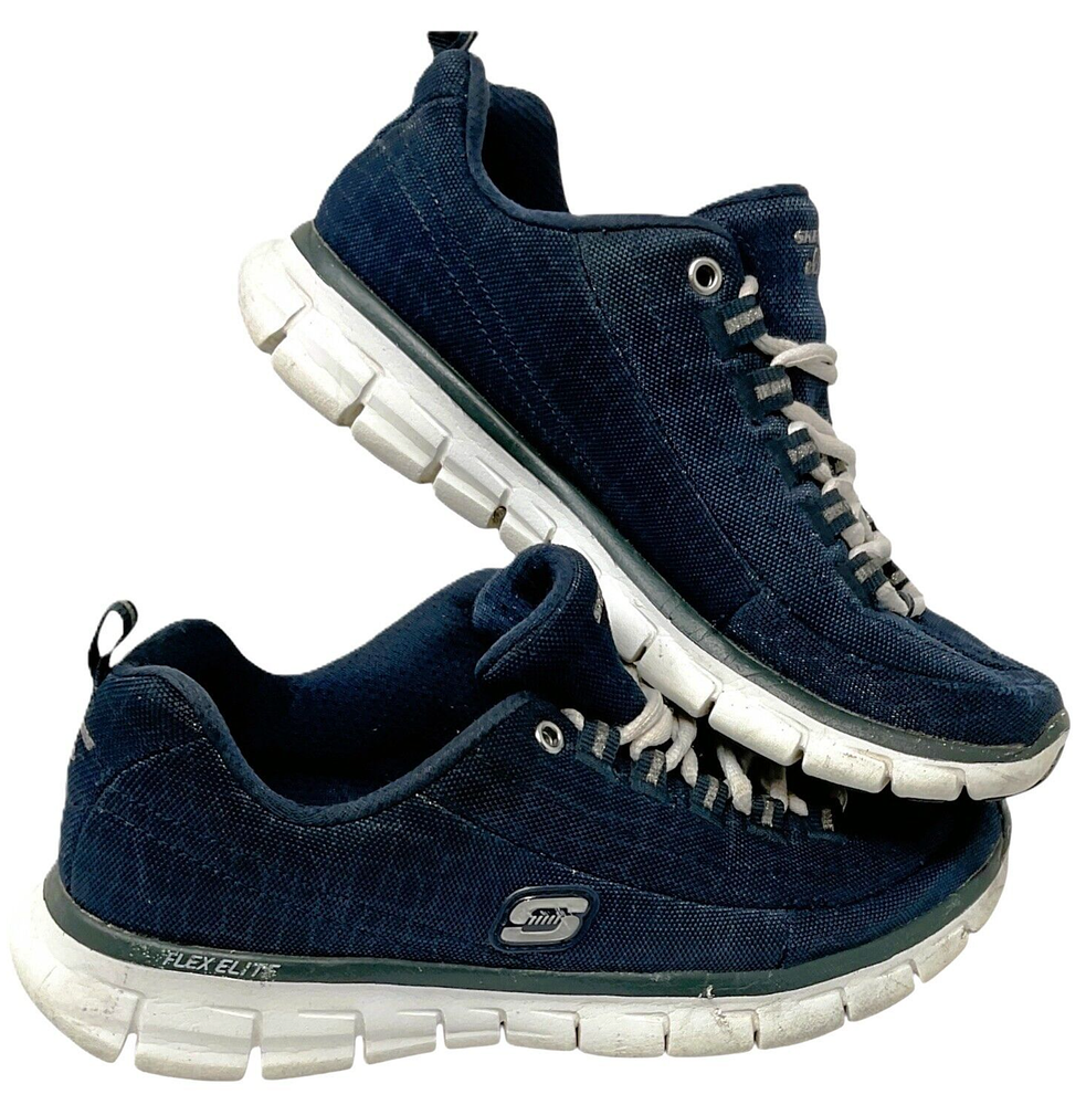 Women's Sketchers Flex Elite Walking Running Shoes Blue Lace Up Sz. 6.5