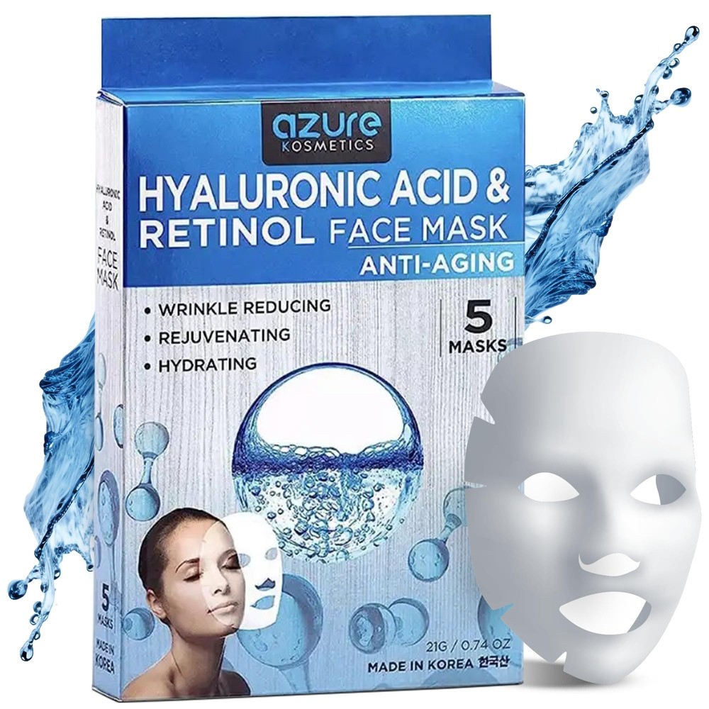 AZURE Hyaluronic Acid Retinol Anti-Aging Face Mask Dermatologist Tested