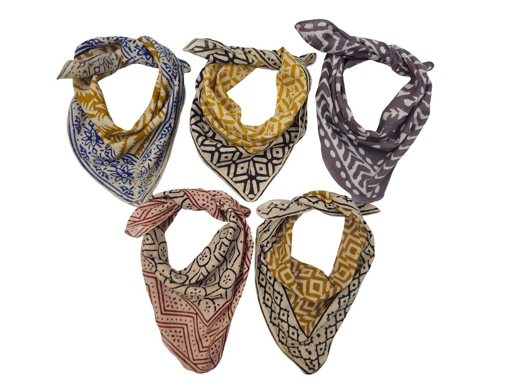 5-Pack Organic Cotton Bandana Scarf - Cowboy & Neckerchief Style