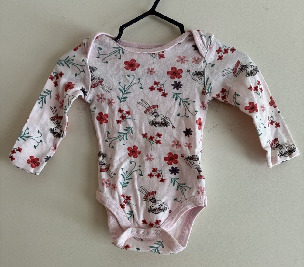 Koala Baby Girls Floral Girl 100% Cotton Long Sleeve Bodysuit Light Pink 3-6 M