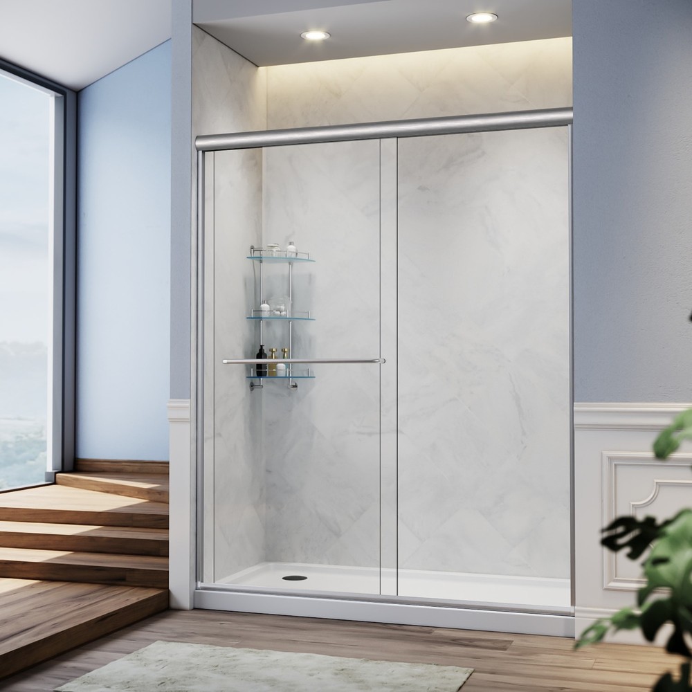 Elegant Double Sliding Shower Door 58.5-60 x 72