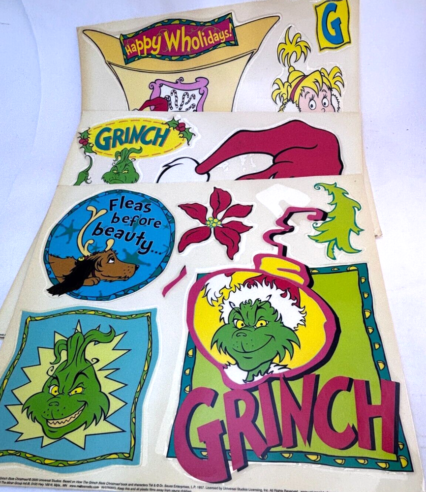 The Grinch who Stole Christmas Magic Clink 3-Pack Window Clings 3 Unique Sheets