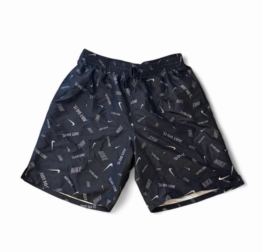 Nike Just Do It All Over Print Shorts Mens Large Navy Swim Casual