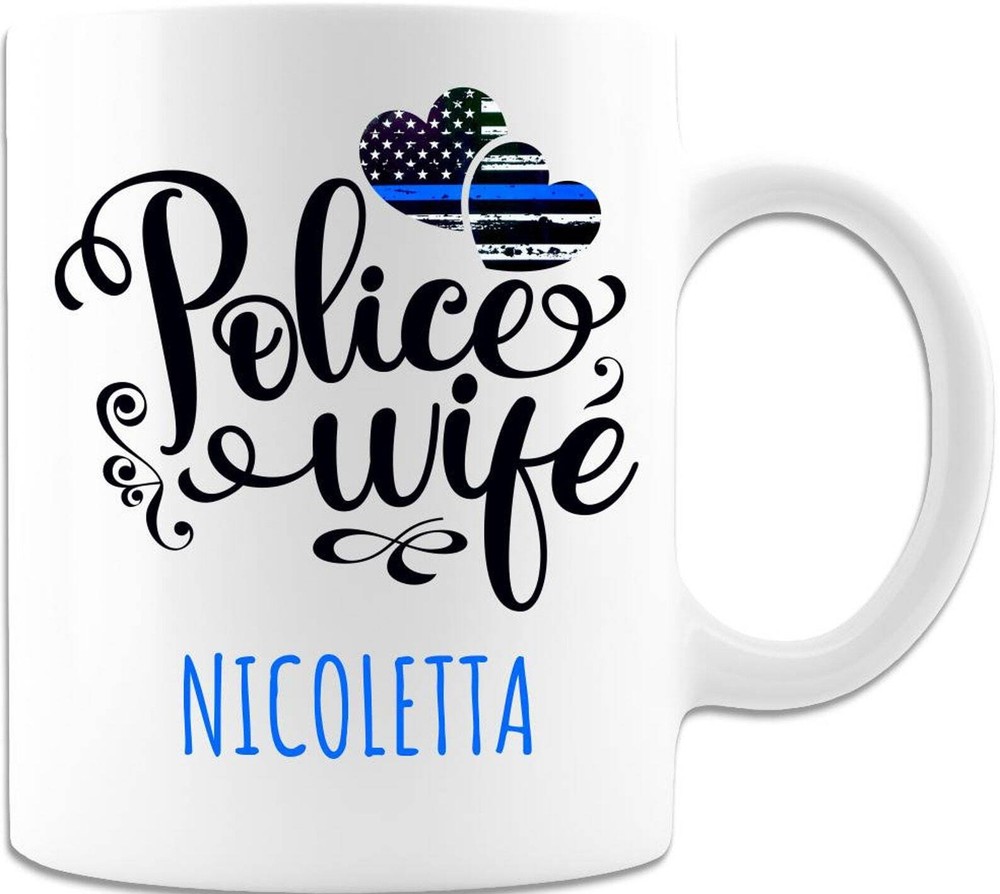 Police Wife Custom Coffee Mug - Gift for Officer or Mom Birthday