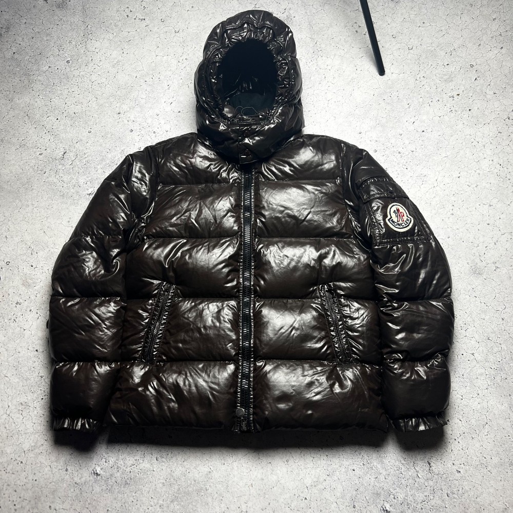 Moncler Himalaya Down Puffer Jacket Brown Size 3 L Glossy Hooded