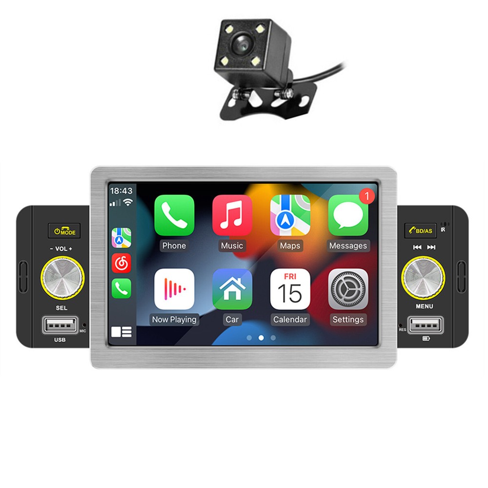 Car Stereo Touch Screen with Apple CarPlay Android Auto MP5 Player and Built-in Camera for Seamless Connectivity and Entertainment