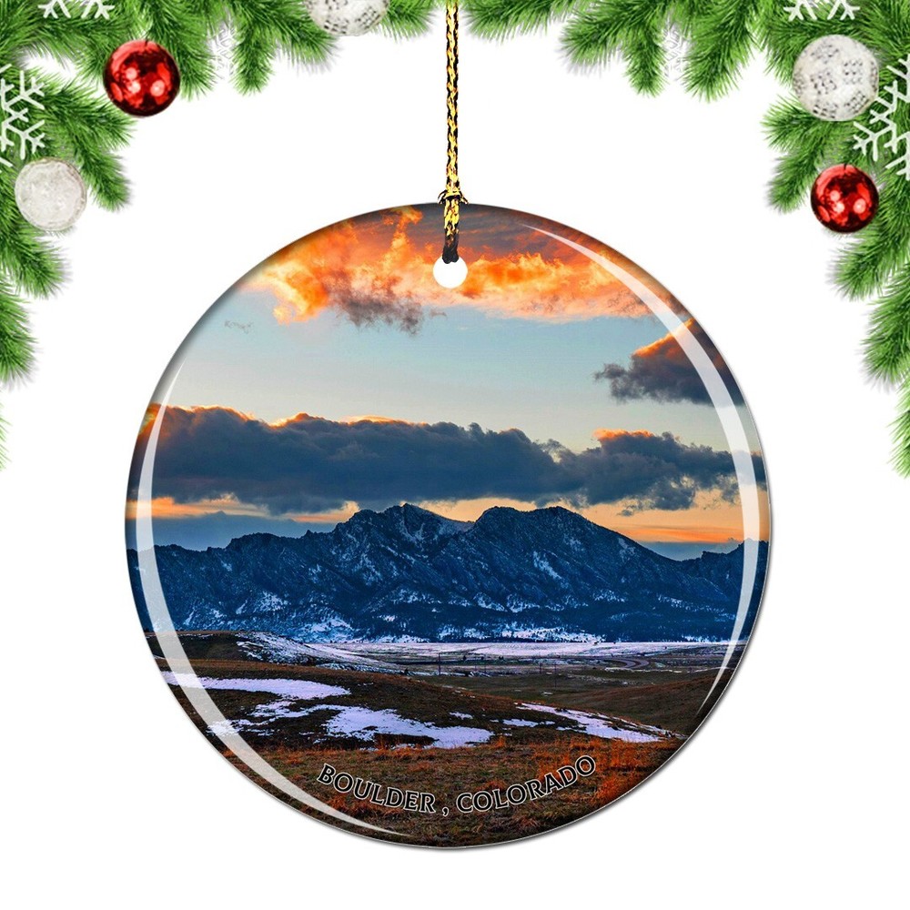 Colorado Boulder Flatirons USA Christmas ornament city travel souvenir