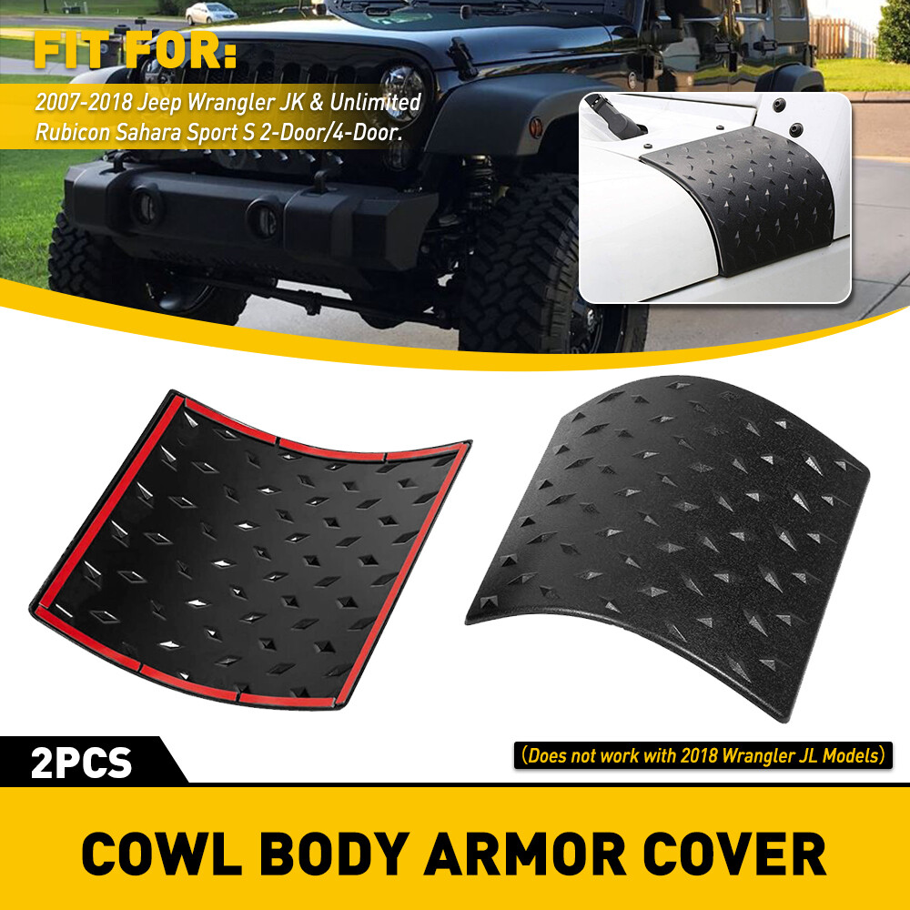 2X Armor Cowl Body Cover Trim Exterior Accessories For Jeep 2007-18 Wrangler JK