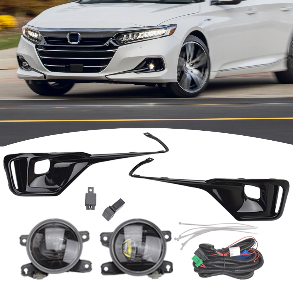 LH+RH Front Bumper LED Fog Lights Lamps w/Cover Kit For 2021 2022 Honda Accord