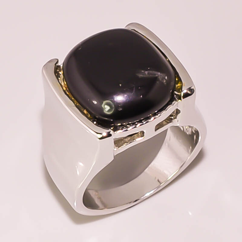 Black Onyx Sterling Silver Plated Ring Size 6