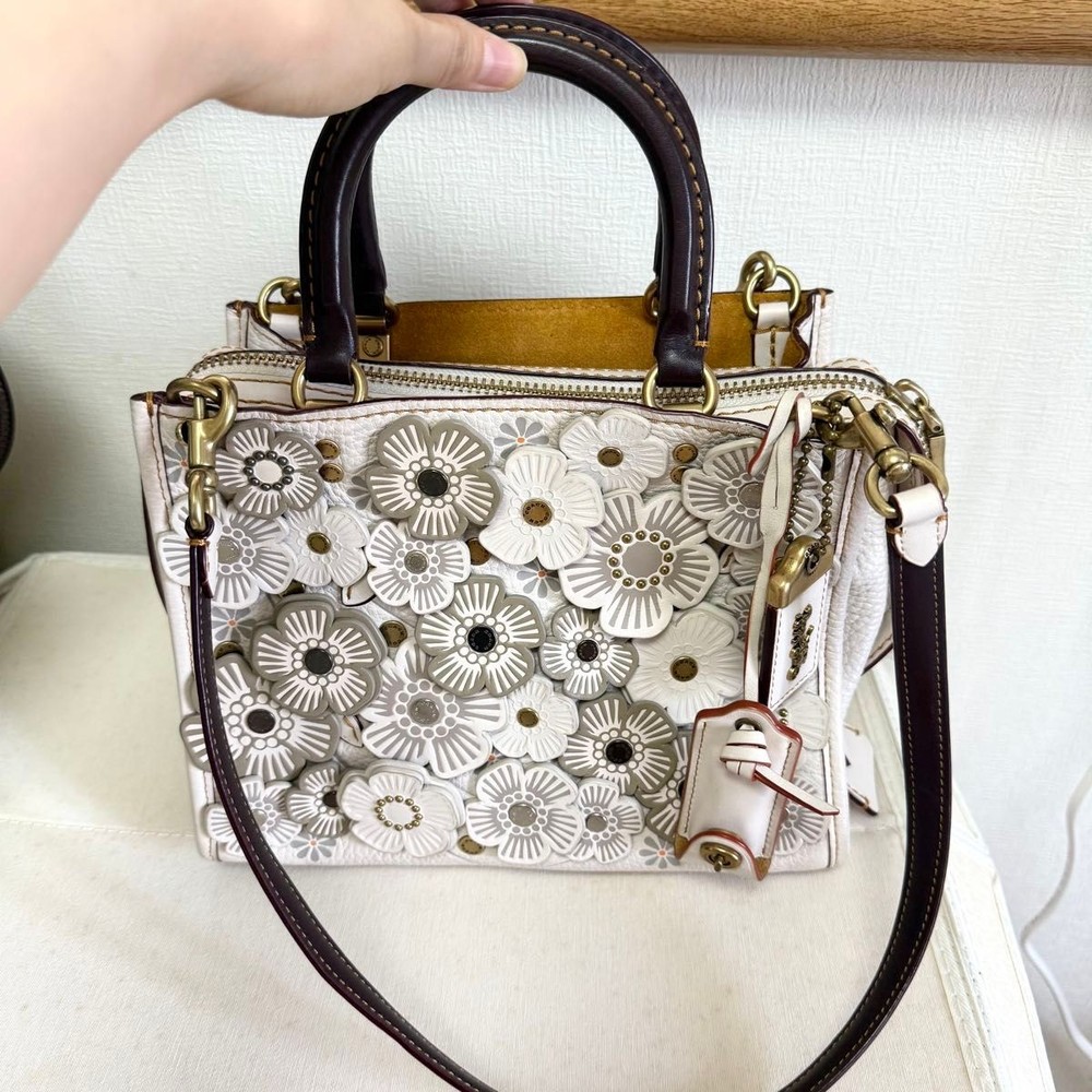 COACH Rogue 25 T Rose Handbag in White Leather  