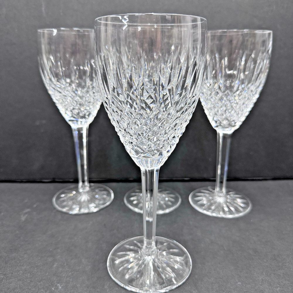 Waterford Crystal 4 Ireland Castlemaine Water Glass w/ Cut Foot 7-7/8”
