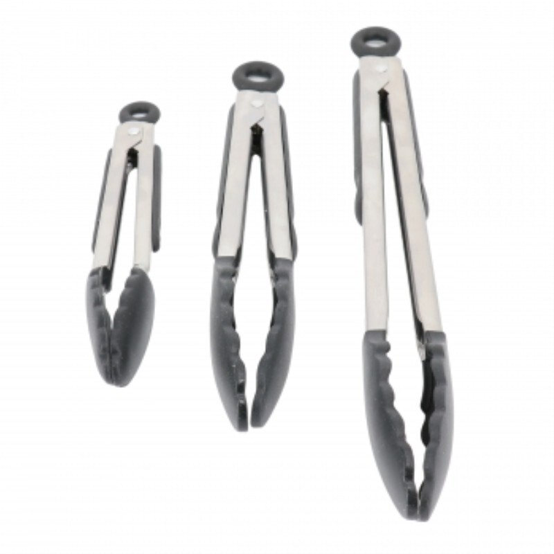 Oster Baldwyn 3 Piece Stainless Steel Kitchen Tongs Set In Black