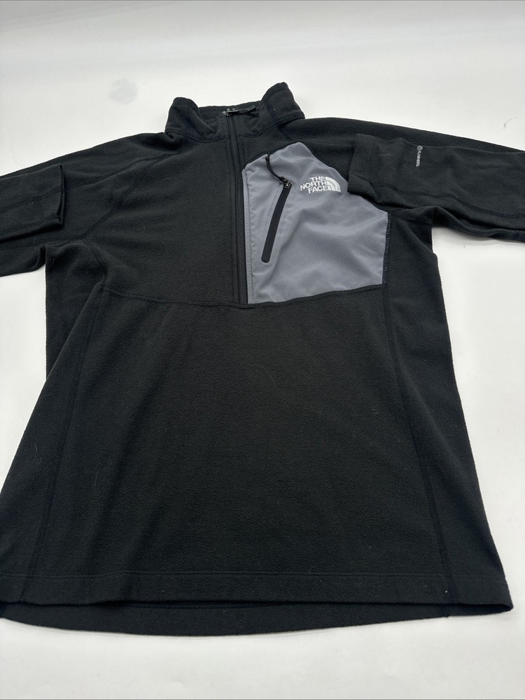 The North Face Men's Small Black & Gray Embroidered Logo 1/4 Zip Sweater #28592
