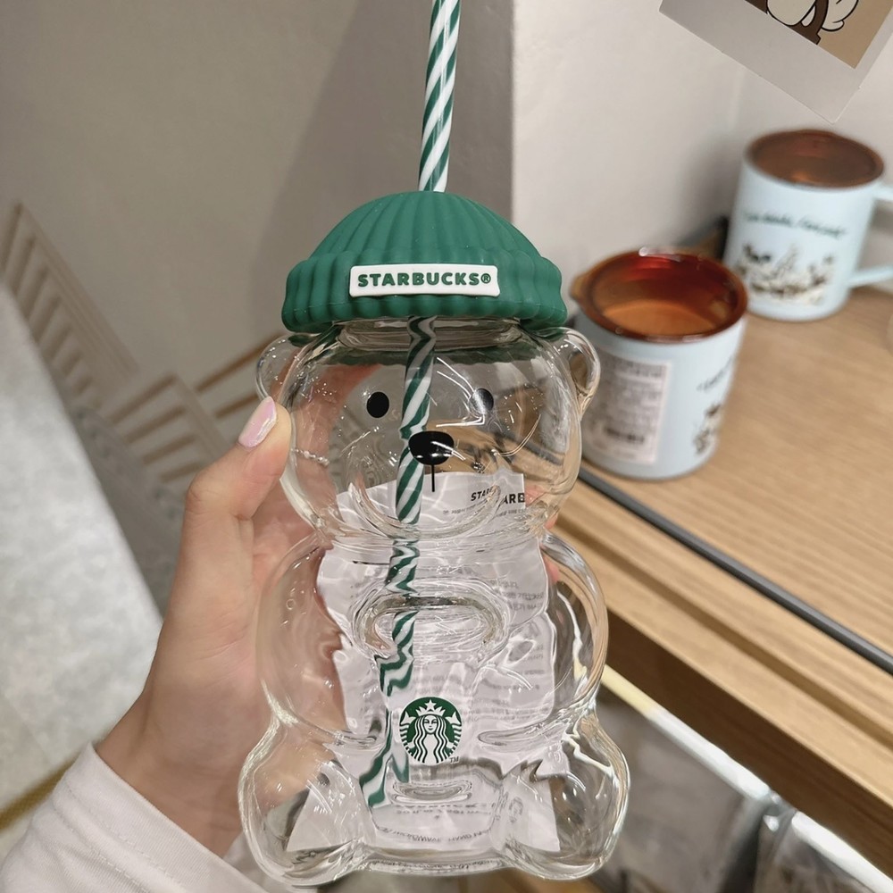 2026 Star-bucks Bearista Bear Glass Jar Cold Cup With Straw Holiday Xmas Gifts