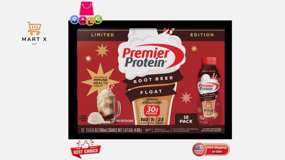 Premier Protein Shake, Root Beer Float Limited Time, 30g Protein, 11.5 Fl, 12Ct-image