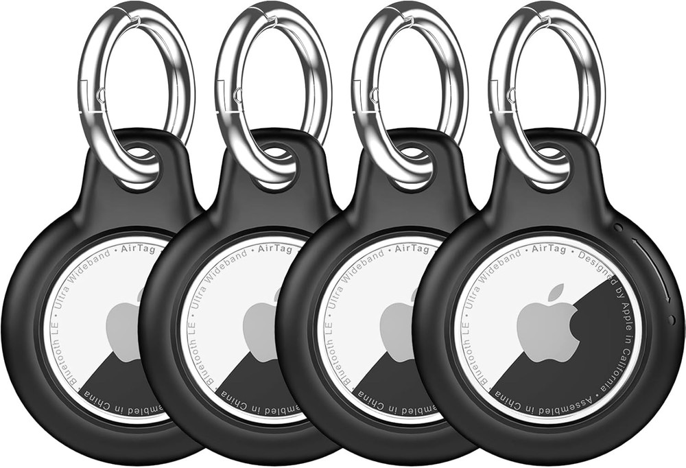 Waterproof AirTag Holder 4 Pack Case in Black - Secure and Durable Design