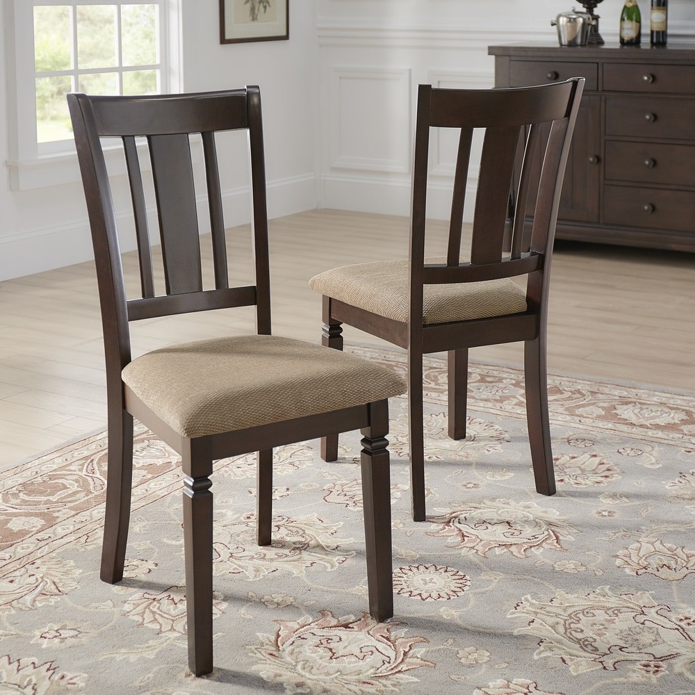 Lynn Espresso Finish Upholstered Dining Chairs Set of 2 by Espresso Traditional
