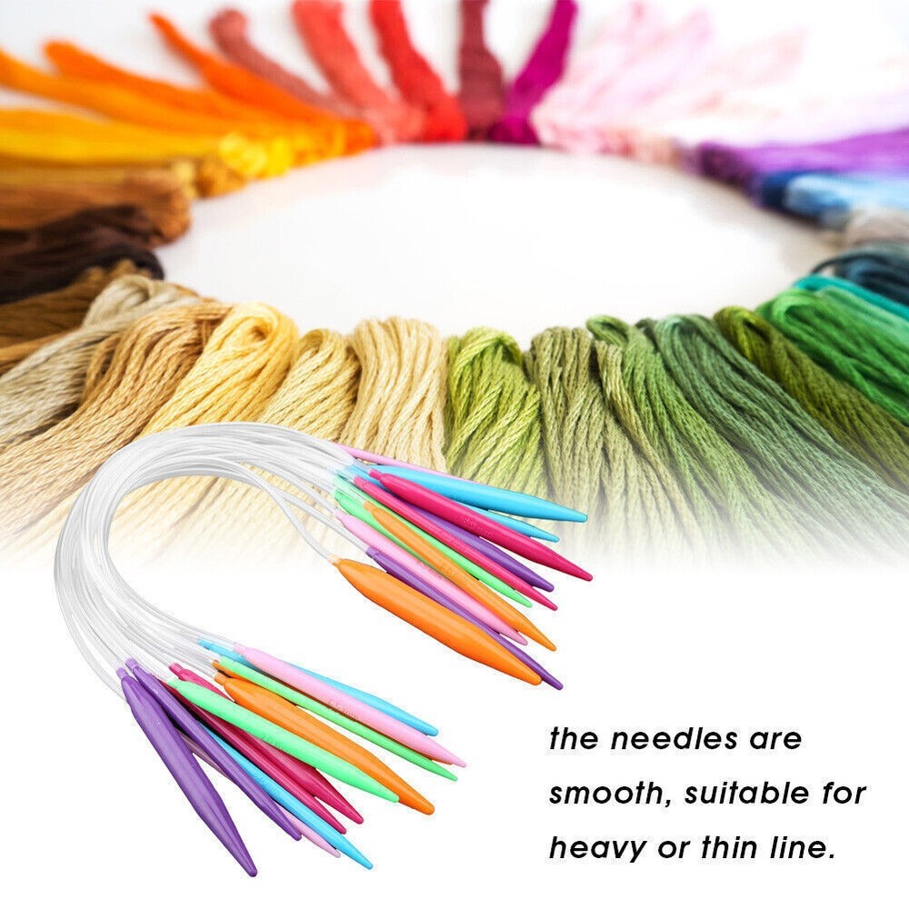 Multicolor Plastic Circular Knitting Needles Set 12 PCS for Sweaters
