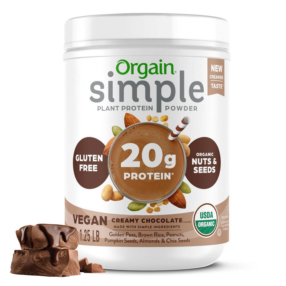 Organic Simple Vegan Protein Powder, Chocolate - 20g Plant Based Protein, Wit...