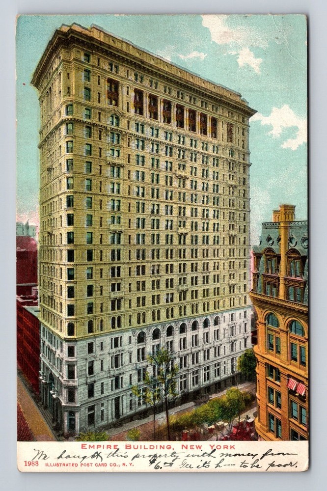 Vintage 1907 NYC Aerial Empire Building Ad Postcard