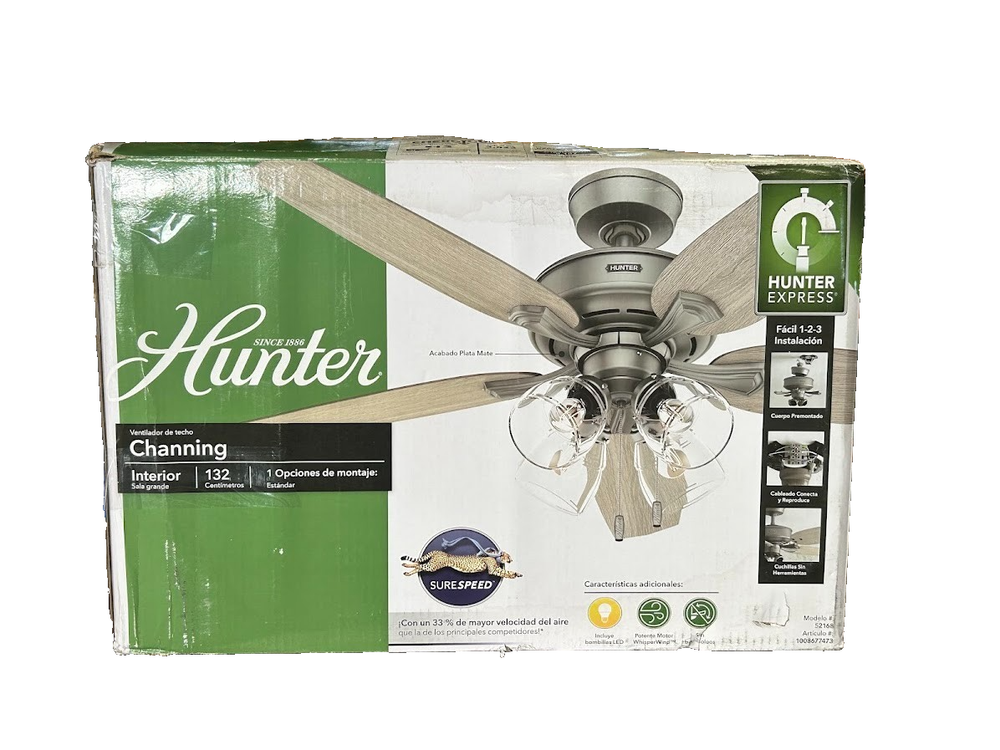 Hunter Channing 52 in. Hunter Express Indoor Matte Silver Ceiling Fan