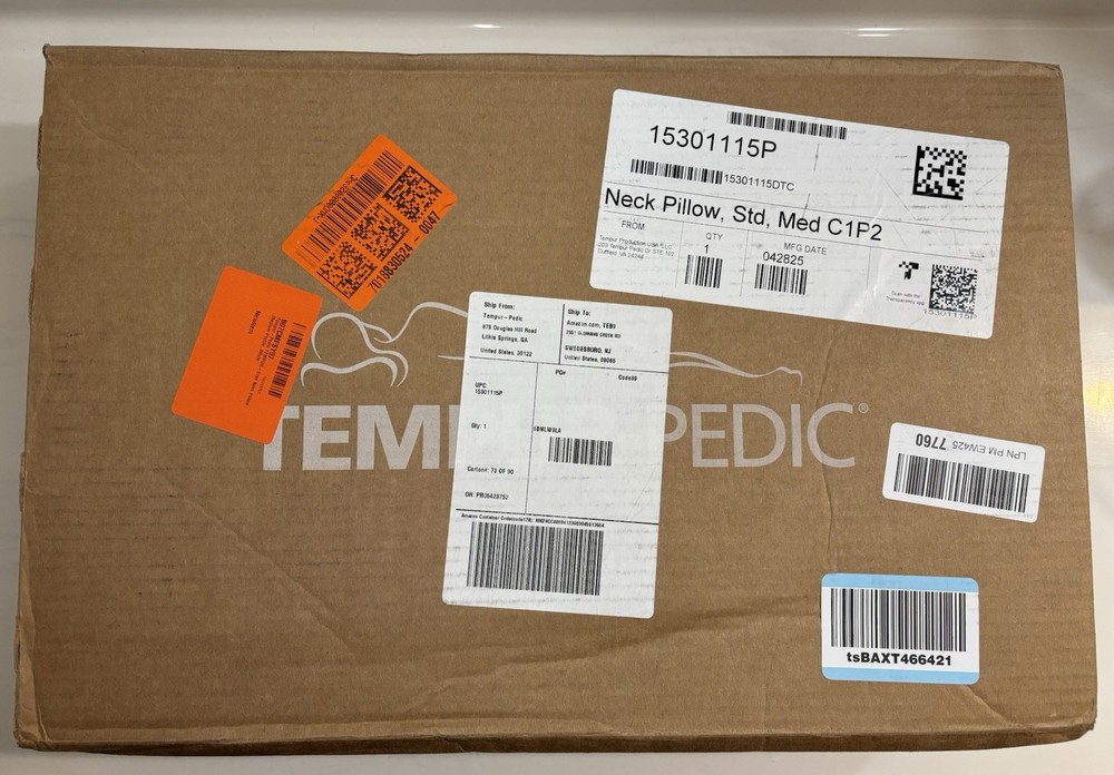 Tempur-Pedic Tempur Neck Pillow Medium Standard White New Open Box