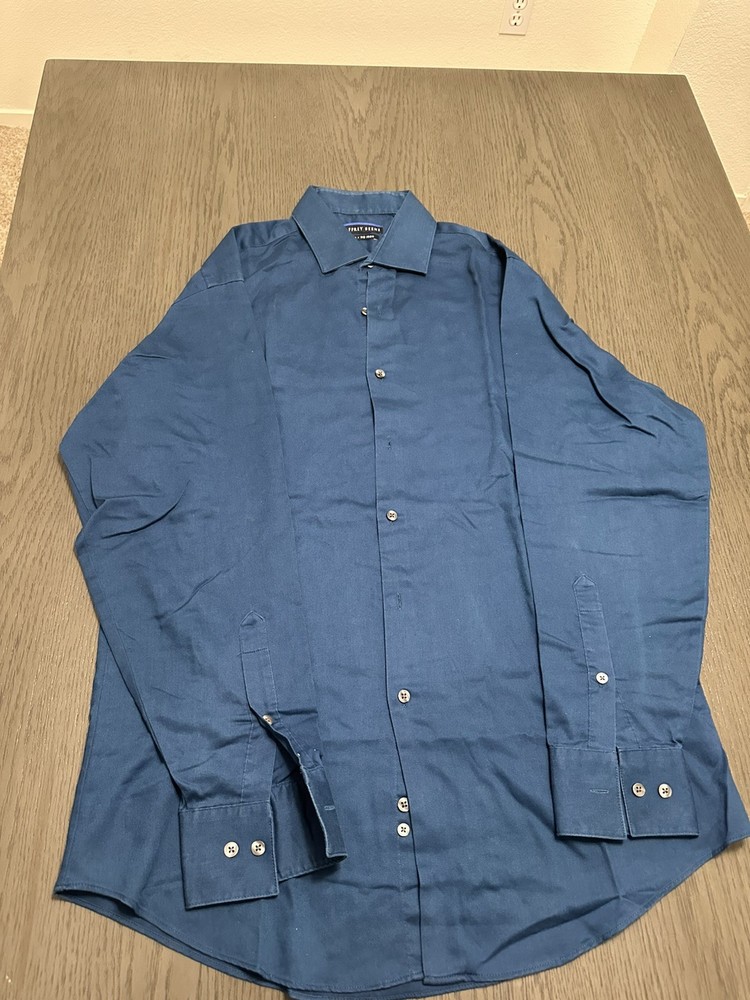 Geoffrey Beene Men's Fitted No Iron Long Sleeve Dress Shirt Blue 15.5 32/33