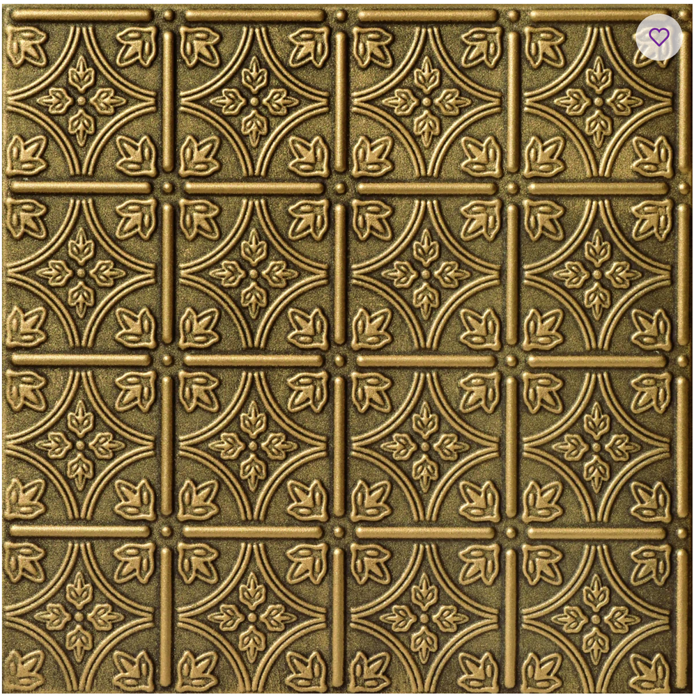 Victorian ornate gold acoustic ceiling tiles 48 glue-up panels 129.6 sq ft foam soundproofing