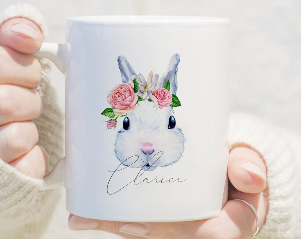 Personalized Easter Bunny Mug Custom Easter Gift Ceramic Bunny Cup