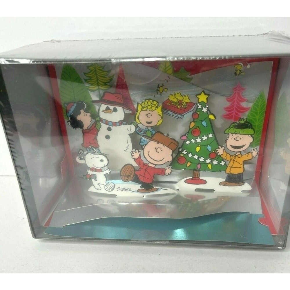 5 Hallmark Peanuts Snoopy Pop Up Winter Scene Christmas Holiday  Greeting Cards