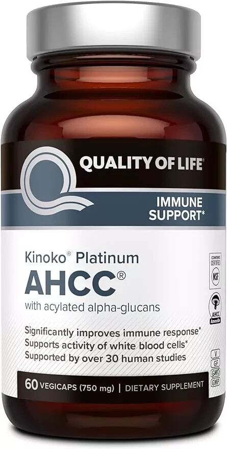 Quality Of Life Kinoko Platinum AHCC 750 Mg - 60 Veggie Capsules
