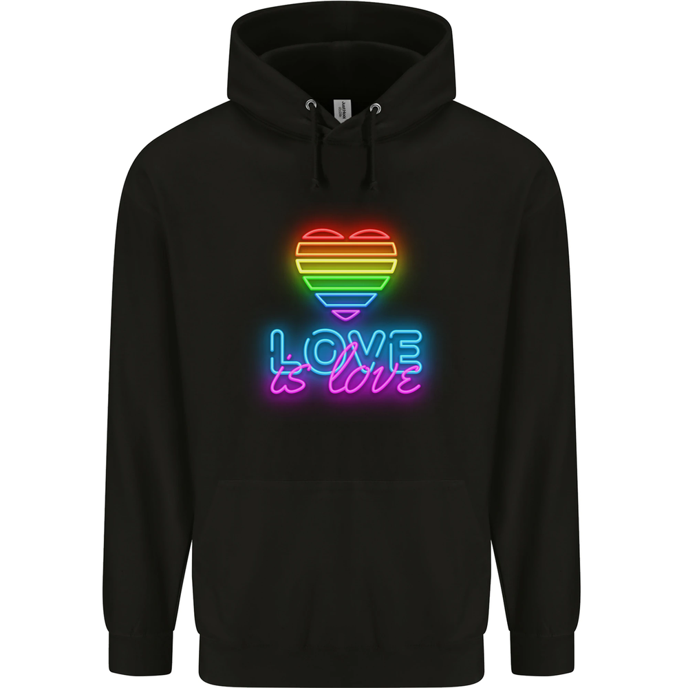 LGBT Love Is Love Gay Pride Day Awareness Mens 80% Cotton Hoodie