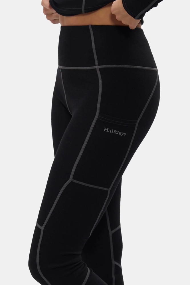 Halfdays Women’s Hallie Merino Wool BaseLayer Leggings Black NWT Size XS
