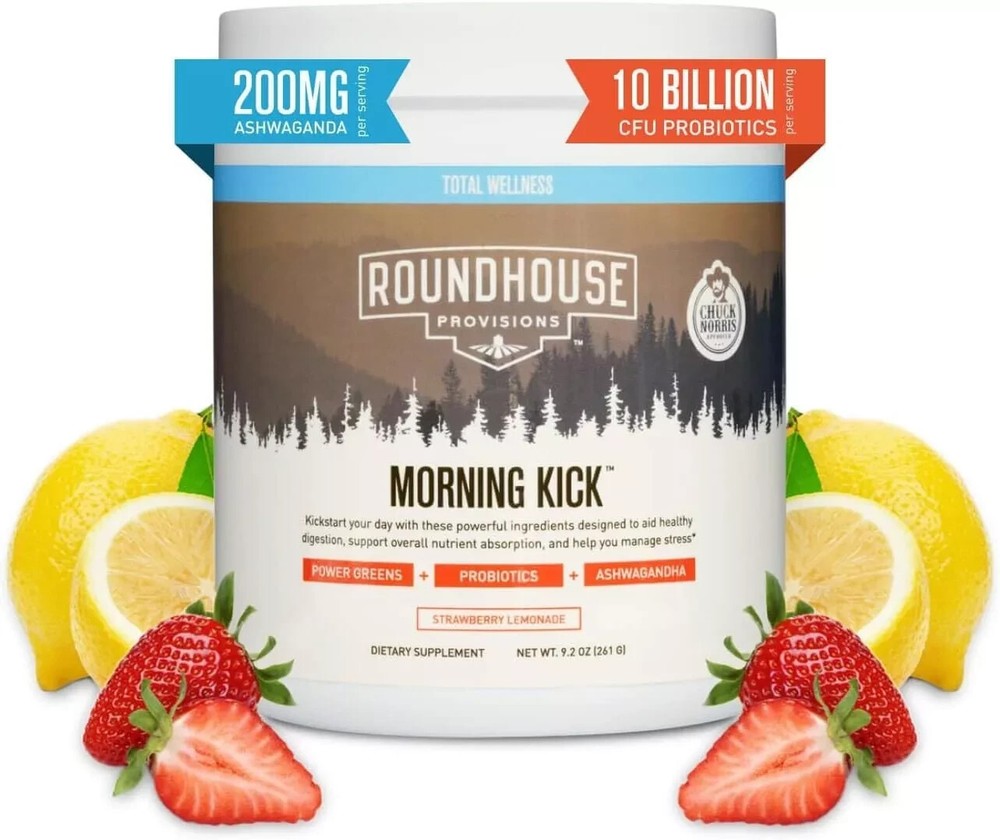 ROUNDHOUSE PROVISIONS MORNING KICK-DIGESTIVE POWDER-STRAWBERRY LEMONADE 9.1 0Z