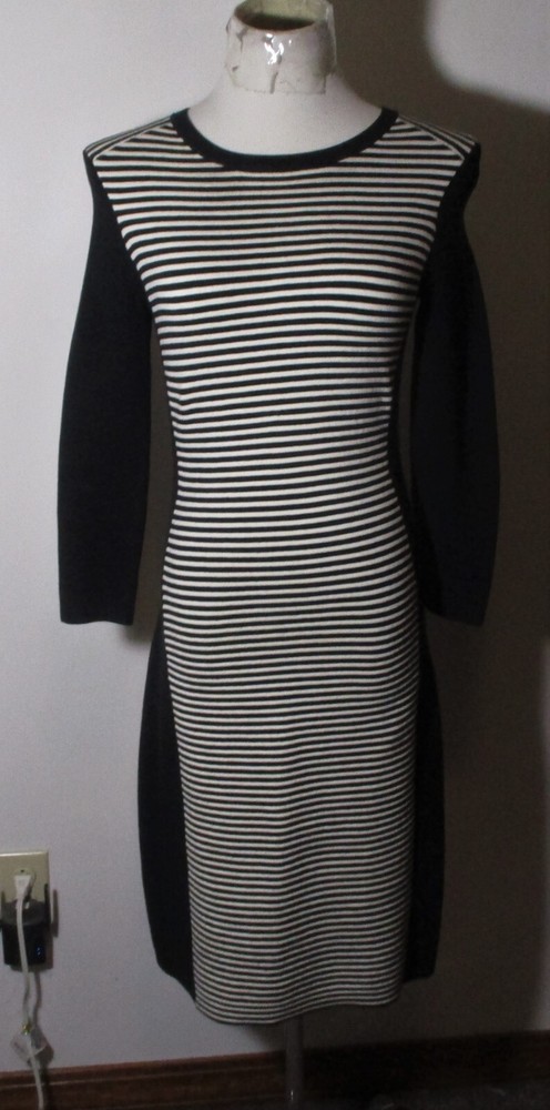 Women's J. McLAUGHLIN Black White Modal Long Sleeve Sweater Dress Size XS