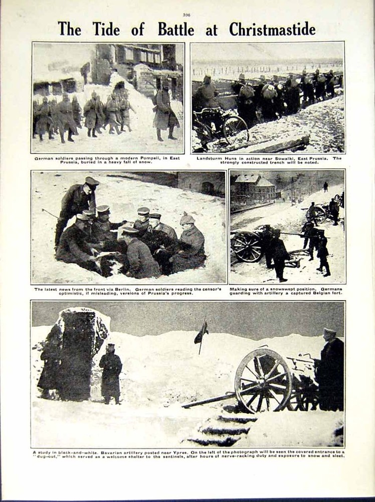 Original Old Antique Print 1914-15 World War Siers Trench Bavarian German Huns